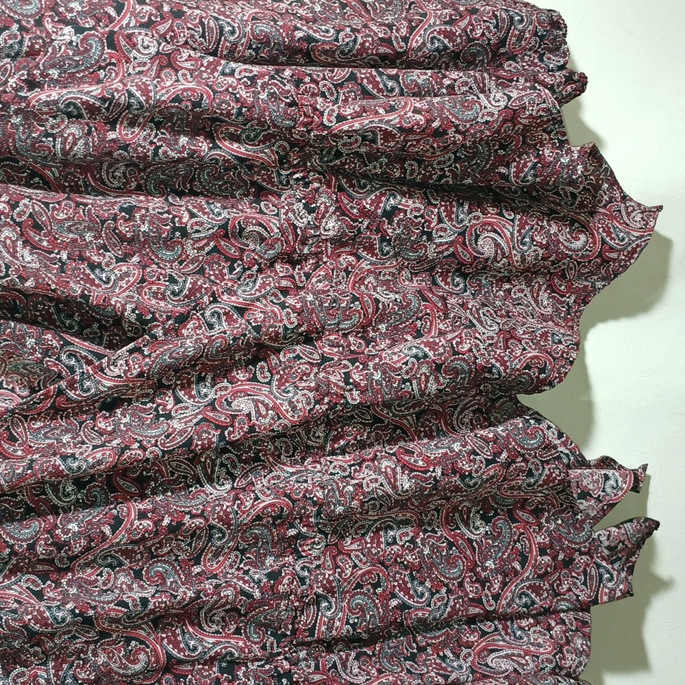 Michael Kors Red and Pink Handherchief Hem Faux Wrap Paisley CrepeBlouse Size 2X - Picture 3 of 5
